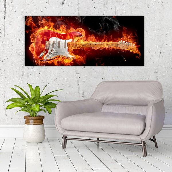 Slika - Gitara u plamenu (120x50 cm)