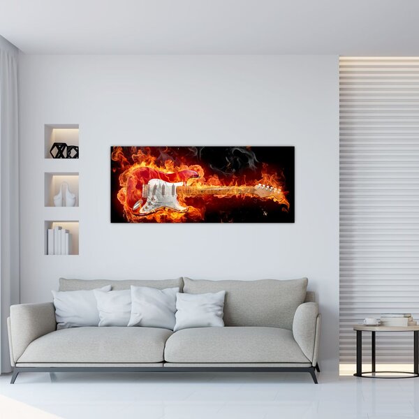 Slika - Gitara u plamenu (120x50 cm)