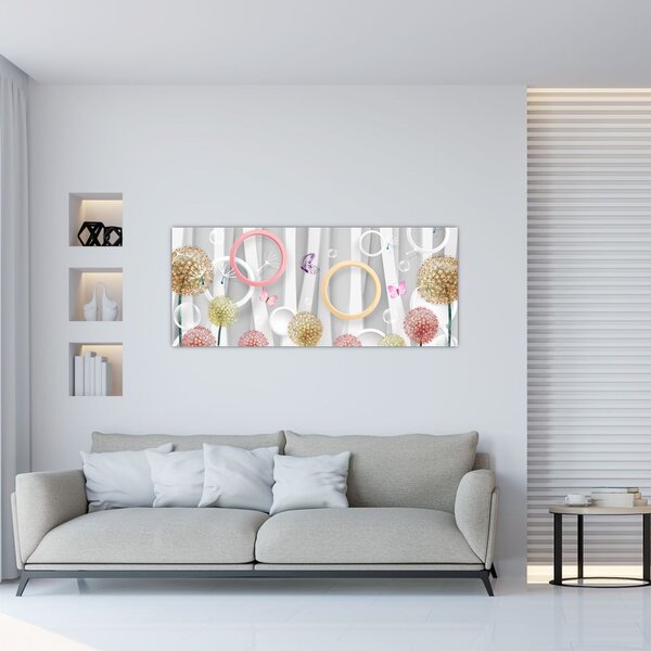 Apstraktna slika s maslačcima (120x50 cm)