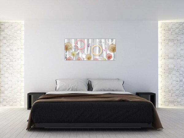 Apstraktna slika s maslačcima (120x50 cm)