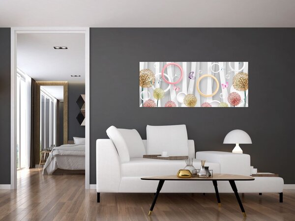 Apstraktna slika s maslačcima (120x50 cm)