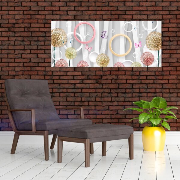 Apstraktna slika s maslačcima (120x50 cm)