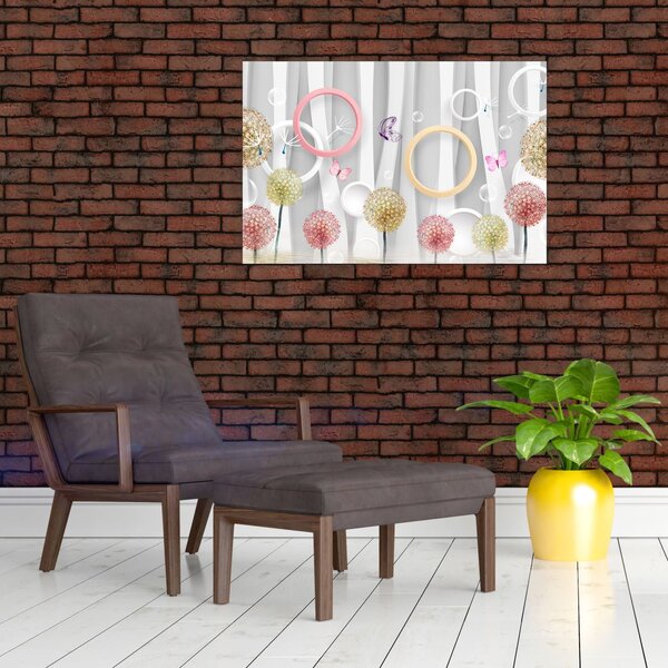 Apstraktna slika s maslačcima (90x60 cm)