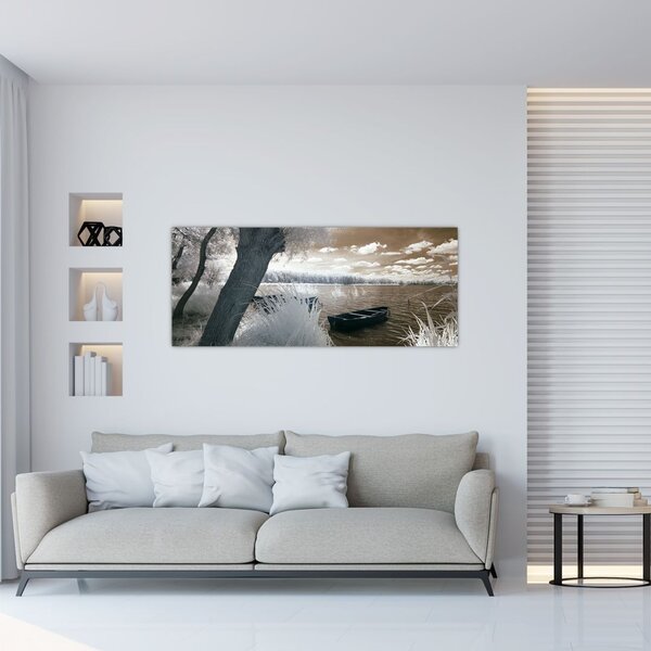 Slika čamca na jezeru (120x50 cm)