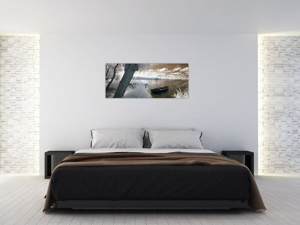 Slika čamca na jezeru (120x50 cm)