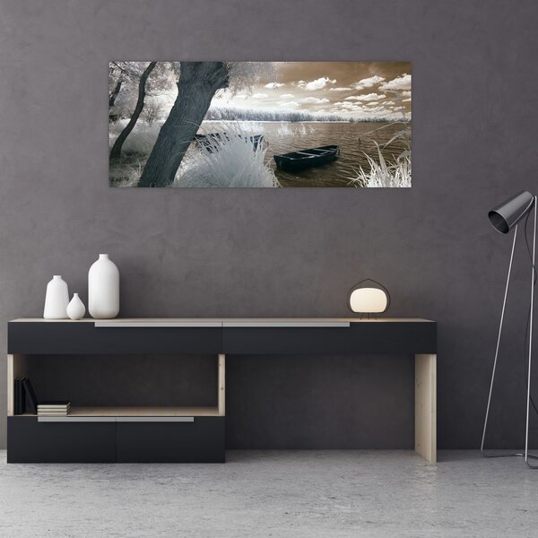 Slika čamca na jezeru (120x50 cm)