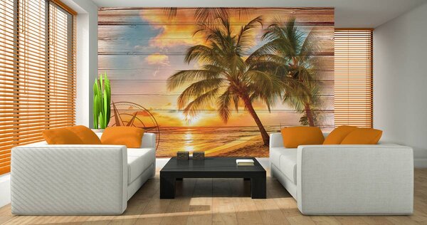 Foto tapeta - Sunce na plaži - imitacija ploče (152,5x104 cm)