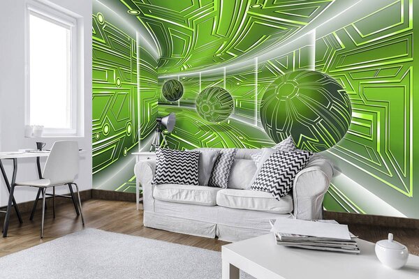 Foto tapeta - Zelena uličica s lopticama (152,5x104 cm)