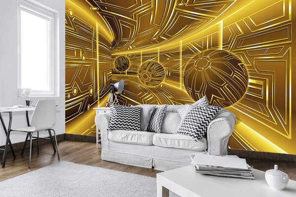 Foto tapeta - Žuta aleja s lopticama (152,5x104 cm)