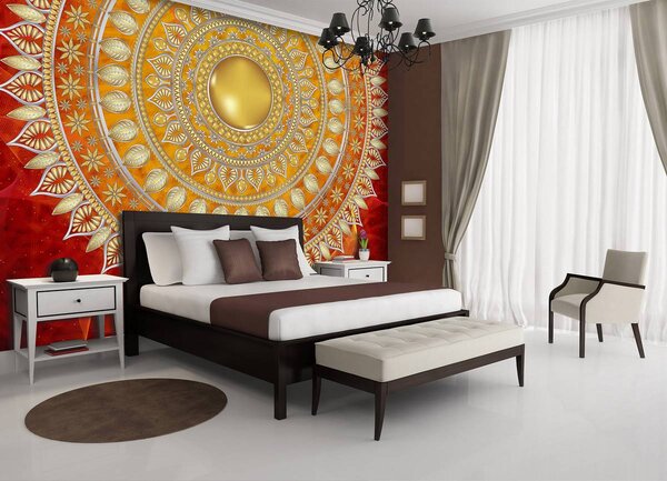 Foto tapeta - Mandala u crvenoj boji (152,5x104 cm)