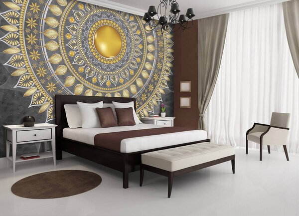 Foto tapeta - Mandala - srebrna (152,5x104 cm)