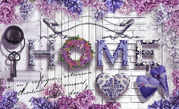 Foto tapeta - Home - cvjetni natpis (152,5x104 cm)