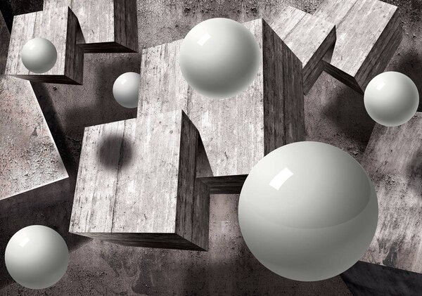 Foto tapeta - 3D sivi geometrijski oblici (152,5x104 cm)