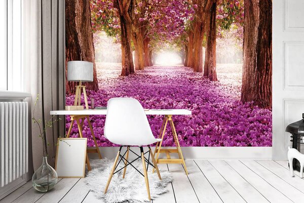 Foto tapeta - Ljubičasto cvijeće u aleji (152,5x104 cm)