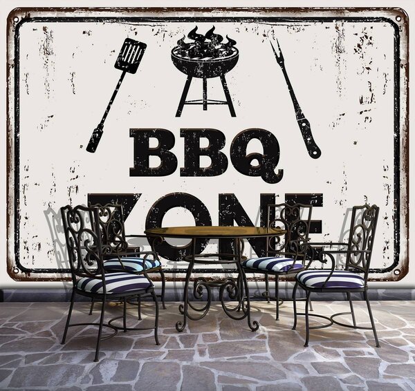 Foto tapeta - BBQ Zona - natpis (152,5x104 cm)