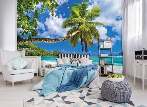 Foto tapeta - Palme, plaža i ocean (152,5x104 cm)