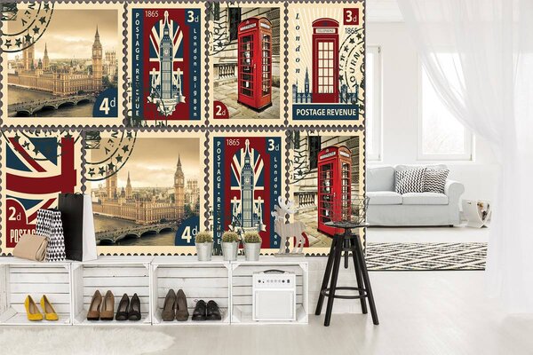 Foto tapeta - Poštanske marke - London (152,5x104 cm)