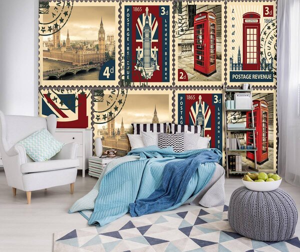 Foto tapeta - Poštanske marke - London (152,5x104 cm)