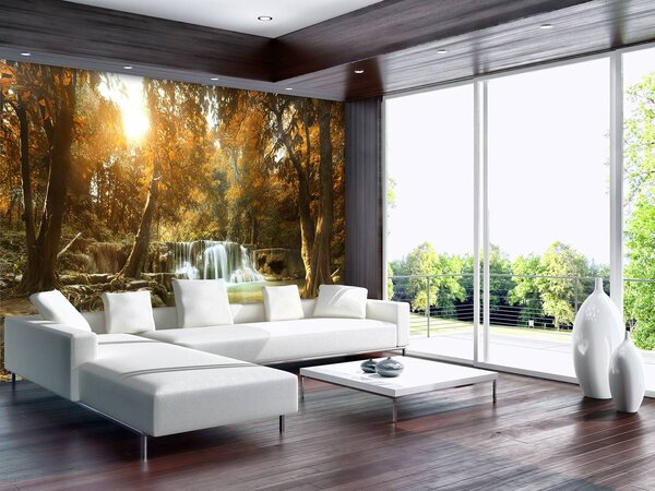 Foto tapeta - Slap u jesenskoj šumi (152,5x104 cm)