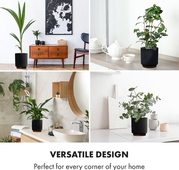 Fox & Fern Enspijk, posuda za cvijeće, drvo oraha, Polystone, ručno izrađene, 2 veličine