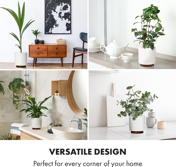 Fox & Fern Enspijk, posuda za cvijeće, drvo oraha, Polystone, ručno izrađene, 2 veličine