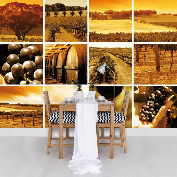 Foto tapeta - Polja grožđa - mozaik (152,5x104 cm)
