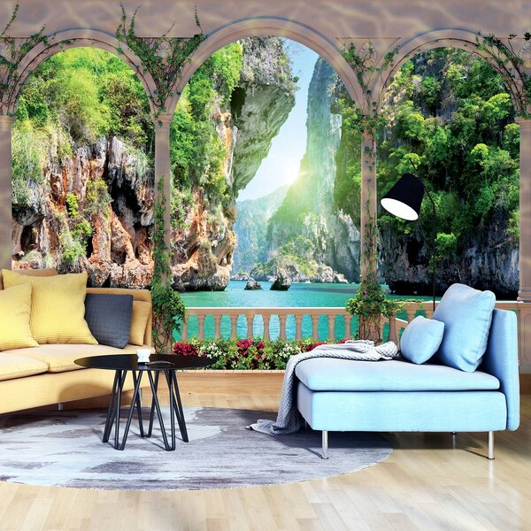 Foto tapeta - Pogled s terase na tunel u stijeni (152,5x104 cm)