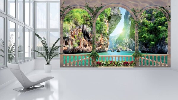 Foto tapeta - Pogled s terase na tunel u stijeni (152,5x104 cm)