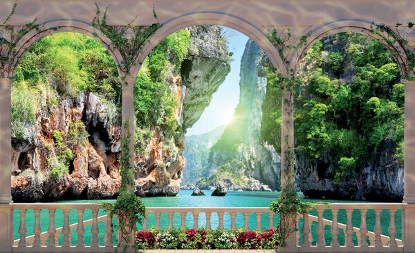Foto tapeta - Pogled s terase na tunel u stijeni (152,5x104 cm)