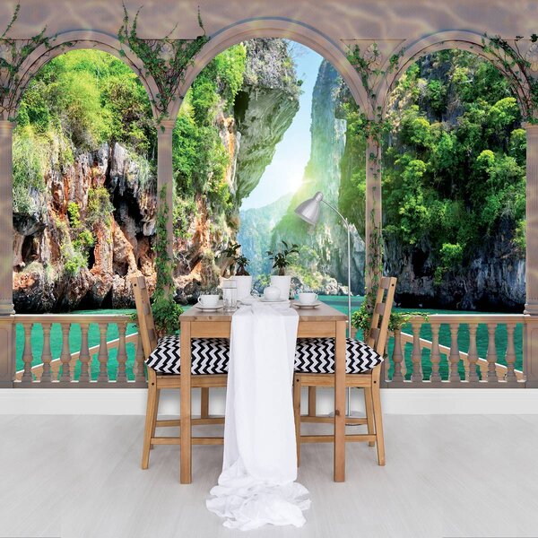Foto tapeta - Pogled s terase na tunel u stijeni (152,5x104 cm)