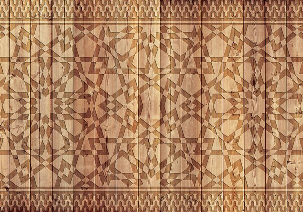 Foto tapeta - Ornament na drvenim daskama (152,5x104 cm)