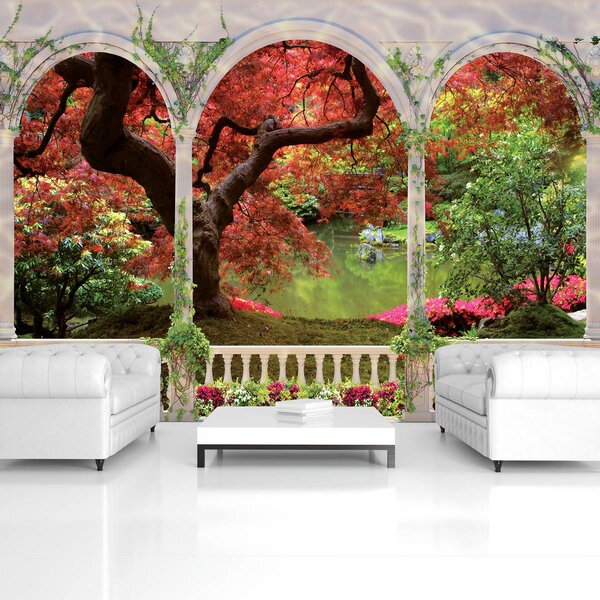 Foto tapeta - Lukovi stablo šuma drvo krajolik (152,5x104 cm)