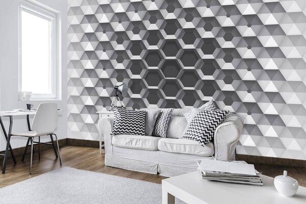 Foto tapeta - 3D šesterokuti (152,5x104 cm)