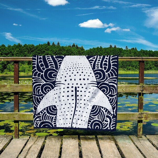 Tamnoplavi ručnik za plažu 90x180 cm Shark - DecoKing