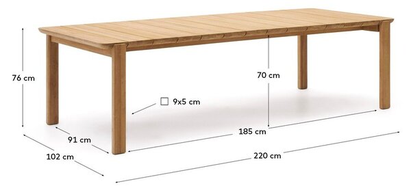Vrtni stol od masivne tikovine 102x220 cm Icaro – Kave Home