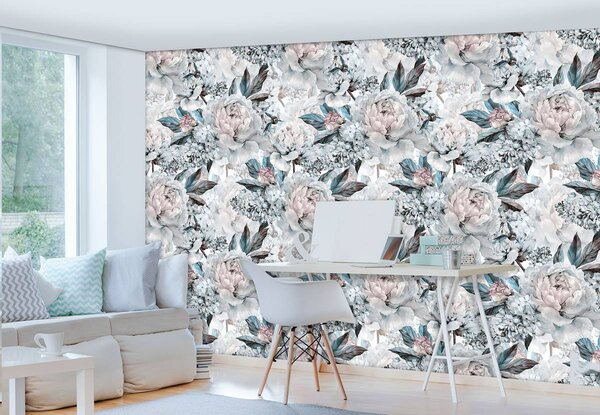 Foto tapeta - Pastelni božuri (152,5x104 cm)