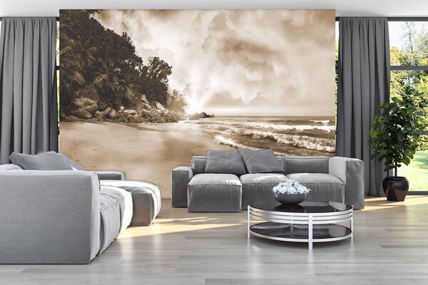 Foto tapeta - Plaža - Sepia (152,5x104 cm)