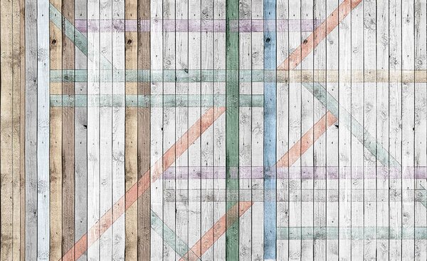 Foto tapeta - Obojene drvene daske (152,5x104 cm)