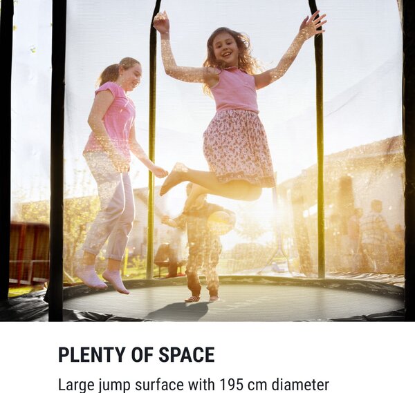 KLARFIT Jumpstarter, trampolin, 2,5 m Ø, mreža, max 120 kg, površina za skakanje 195 cm Ø