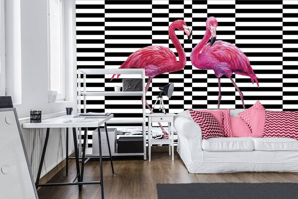 Foto tapeta - Flamingo 3D (152,5x104 cm)