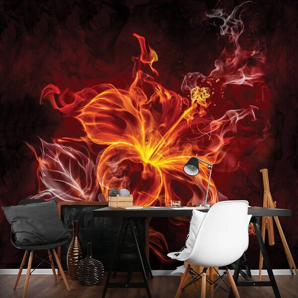 Foto tapeta - Cvijet - vatra i dim (152,5x104 cm)