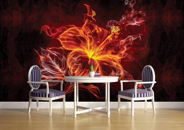Foto tapeta - Cvijet - vatra i dim (152,5x104 cm)