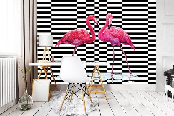 Foto tapeta - Flamingo 3D (152,5x104 cm)