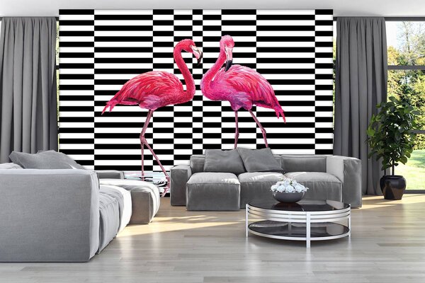 Foto tapeta - Flamingo 3D (152,5x104 cm)