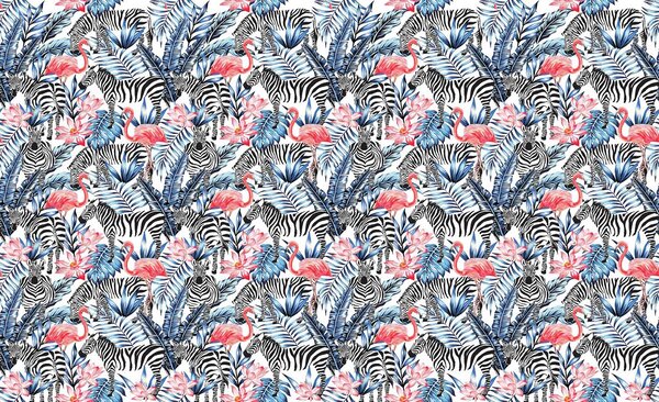 Foto tapeta - Mozaik - zebra i flamingo (152,5x104 cm)