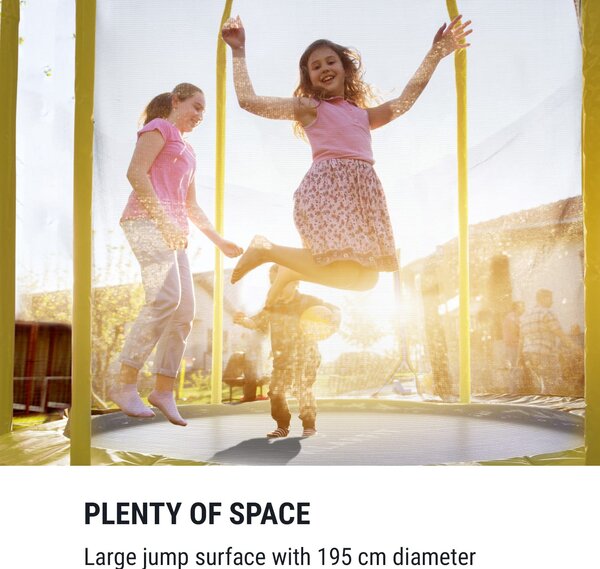 KLARFIT Jumpstarter, trampolin, 2,5 m Ø, mreža, max 120 kg, površina za skakanje 195 cm Ø