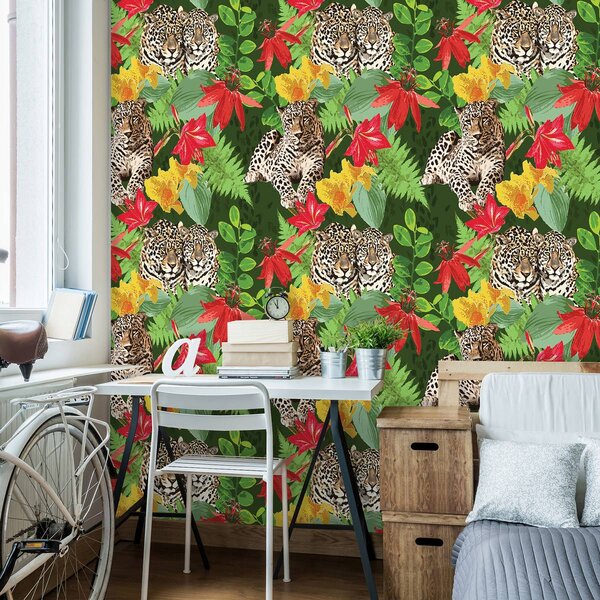 Foto tapeta - Leopard u džungli (152,5x104 cm)