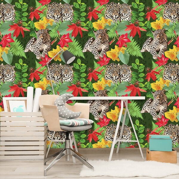 Foto tapeta - Leopard u džungli (152,5x104 cm)
