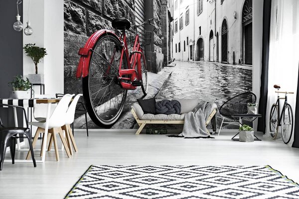 Foto tapeta - Crveni kotač (152,5x104 cm)