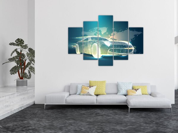 Slika avtomobila iz geometrijskih oblik (150x105 cm)
